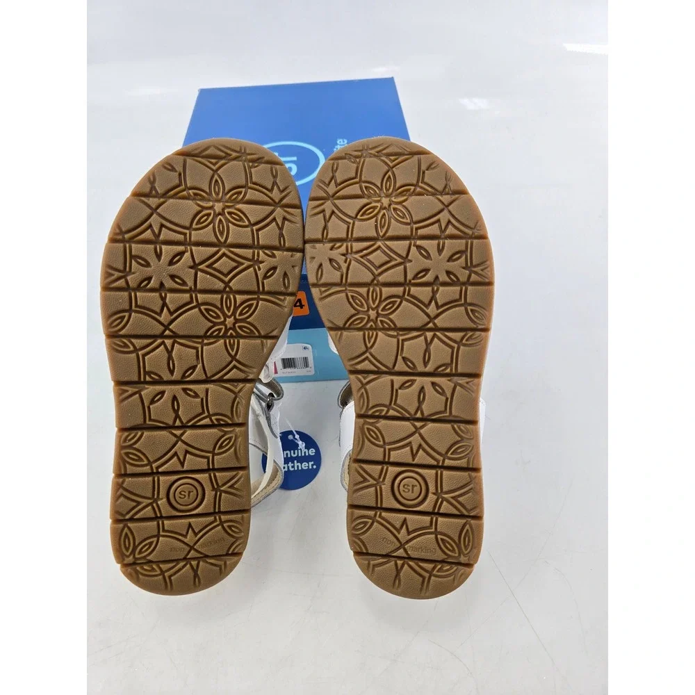 Stride Rite Summer Time Sandals Big Kid 1W White Leather Memory Foam -New